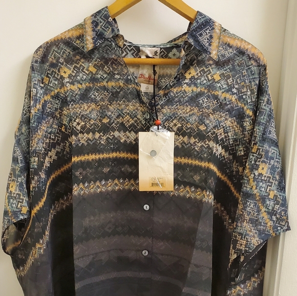 🤩New with tags vintage Da-nang oversized Boheme button down top size xs/s - Picture 2 of 9